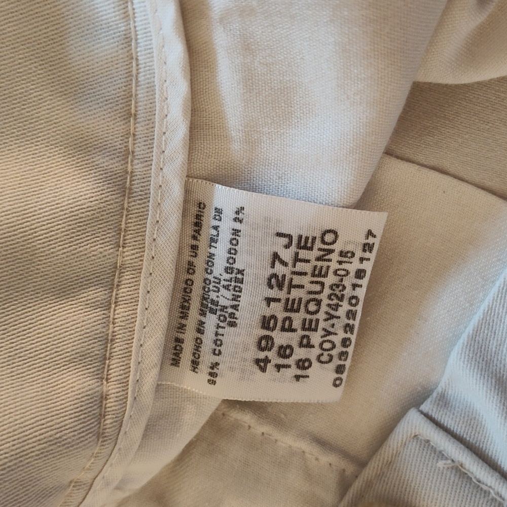 Lee Khaki Crop Pants Size 16 P Straight Leg Flat Front Casual Office Classic - Picture 5 of 13